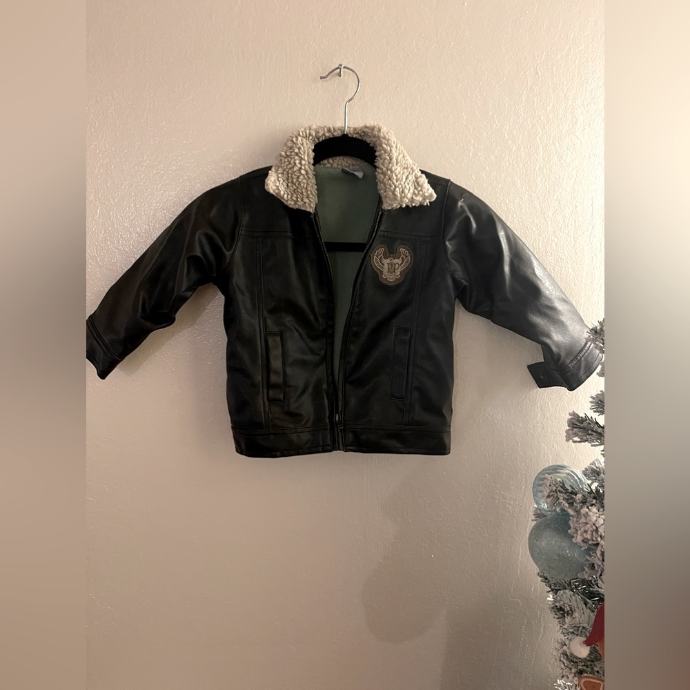 Pre-loved Faux Leather Pumpkin Patch Brown kids jacket